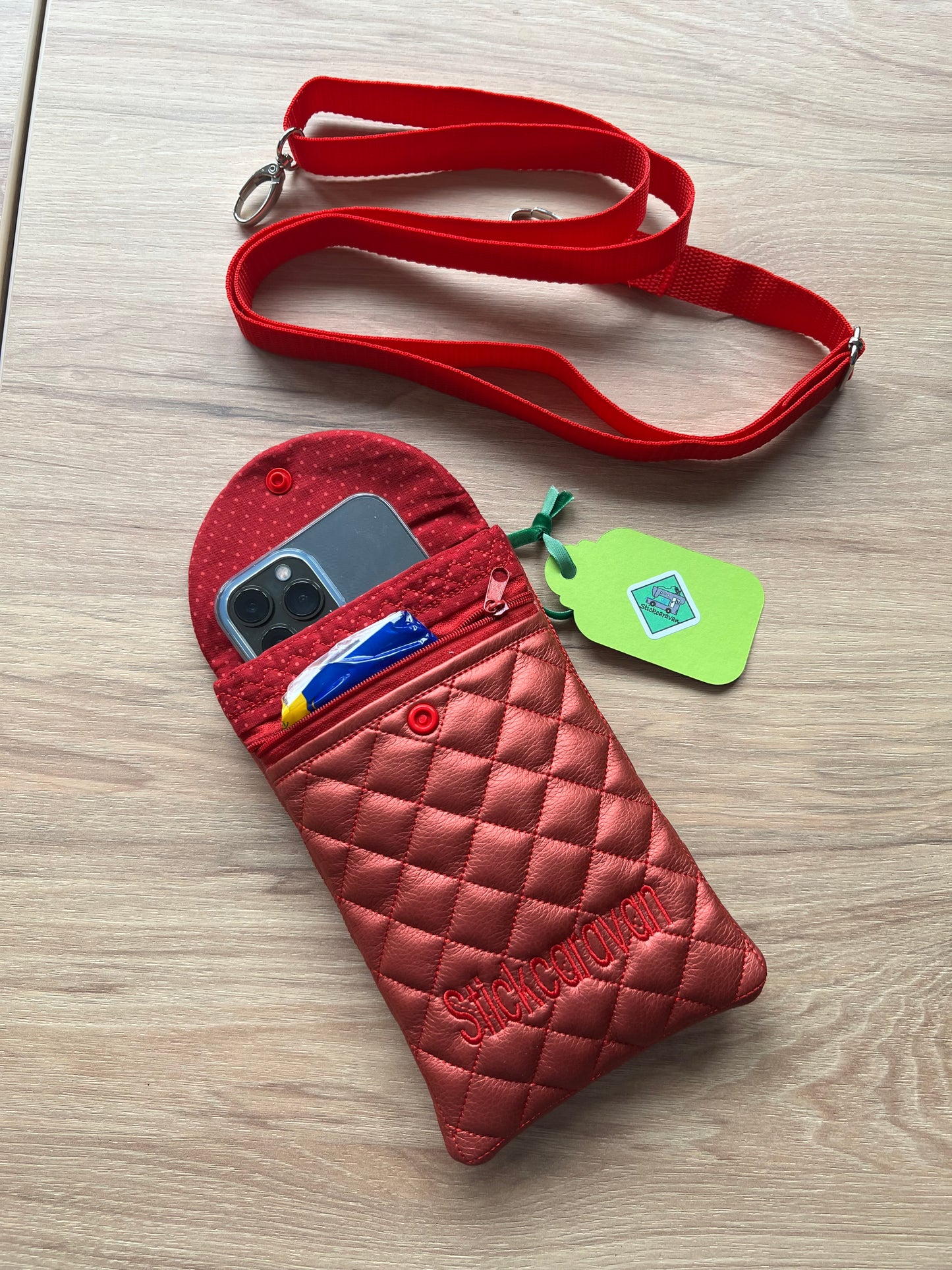 Mini Crossbag - Smartphone - Handmade - Rot