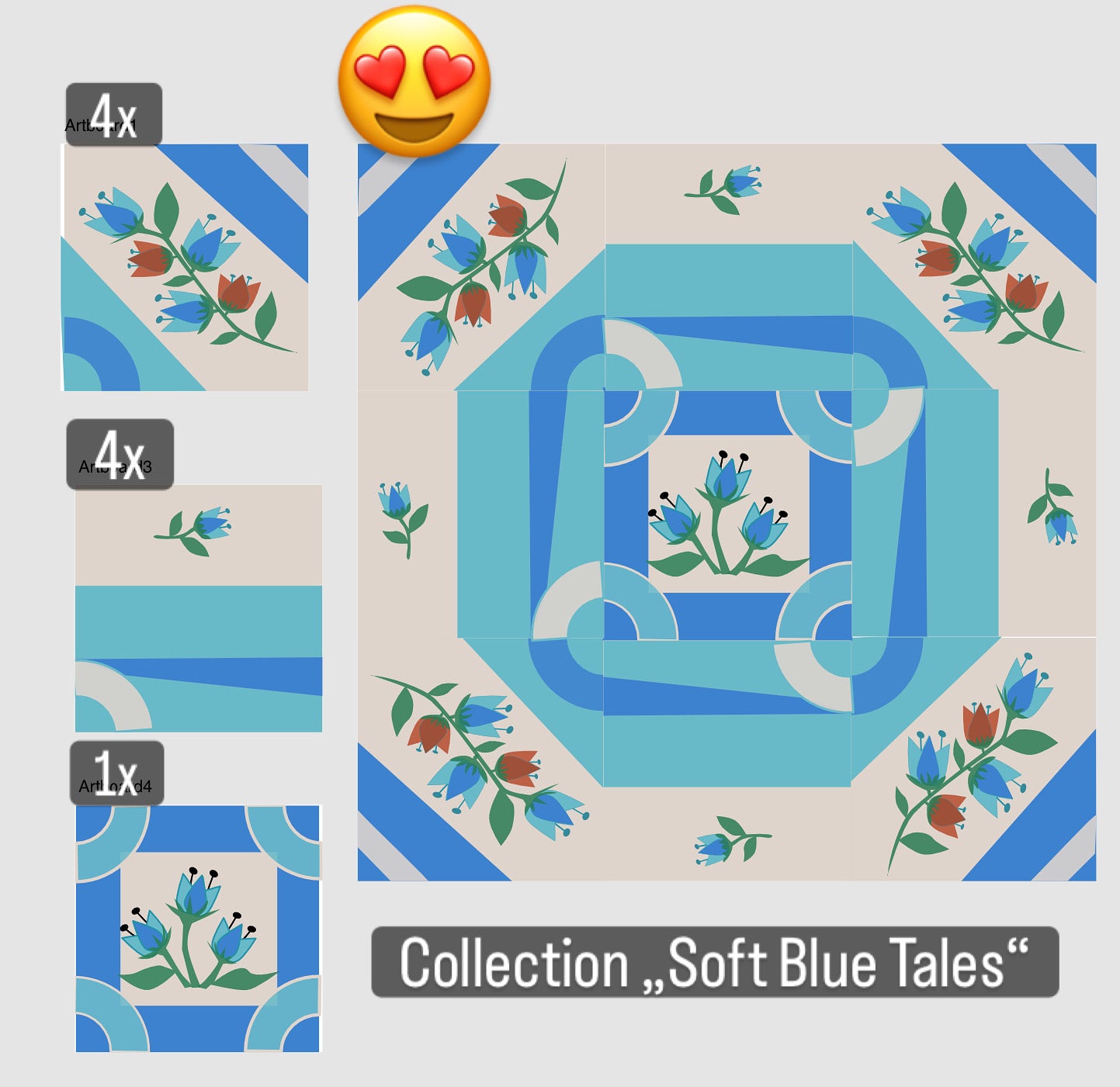 Patchwork - Soft Blue Tale - Block Nr. 1