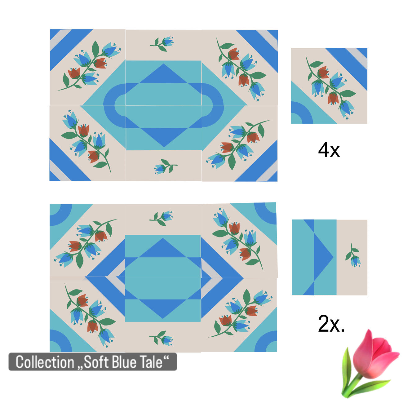 Patchwork - Soft Blue Tale - Block Nr. 1