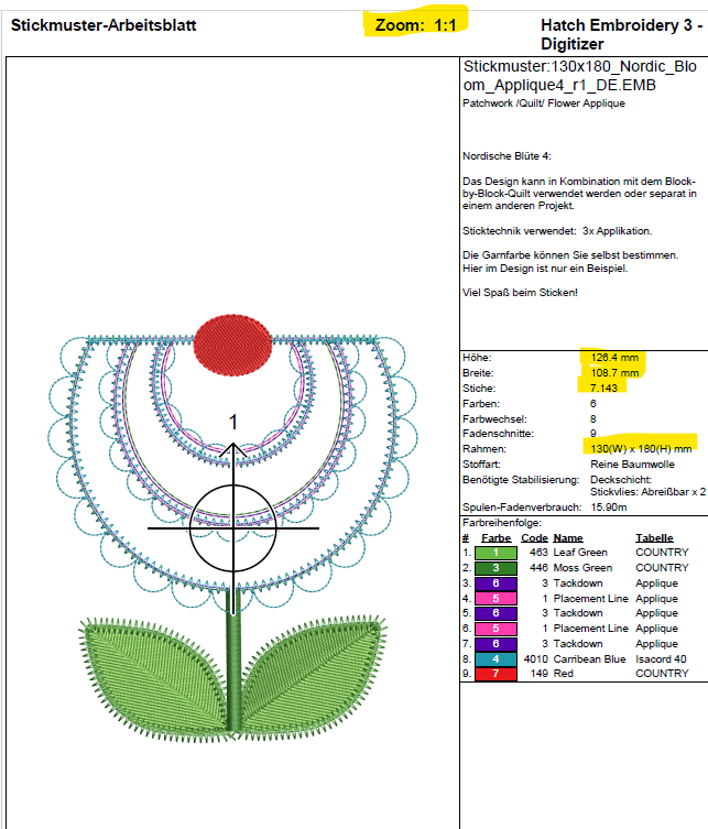 Nordic Bloom (Blume Applikation und Quilt)
