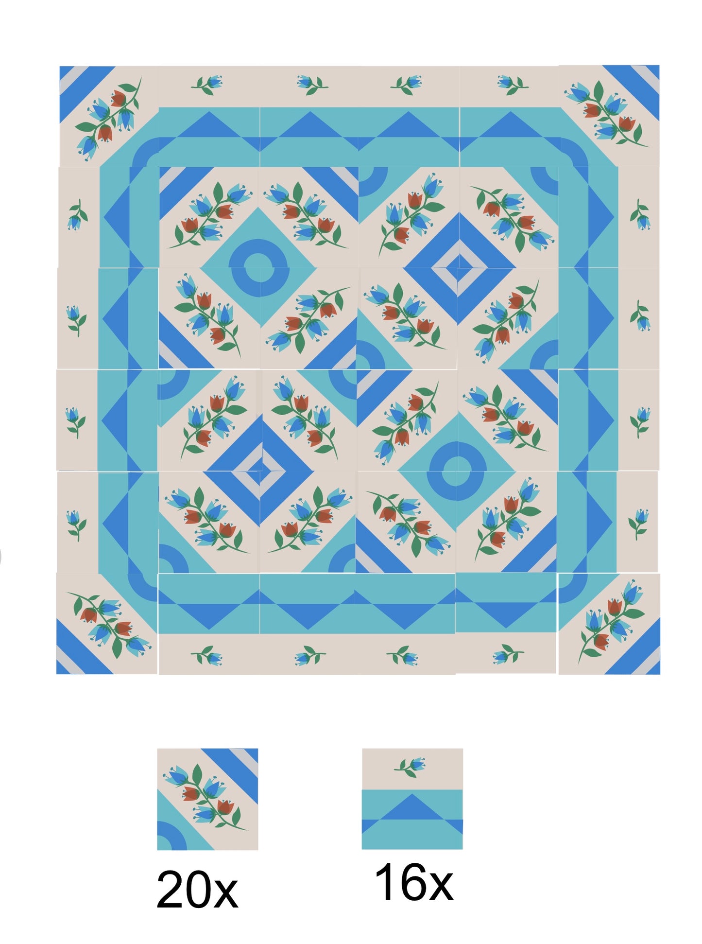 Patchwork - Soft Blue Tale - Block Nr. 1