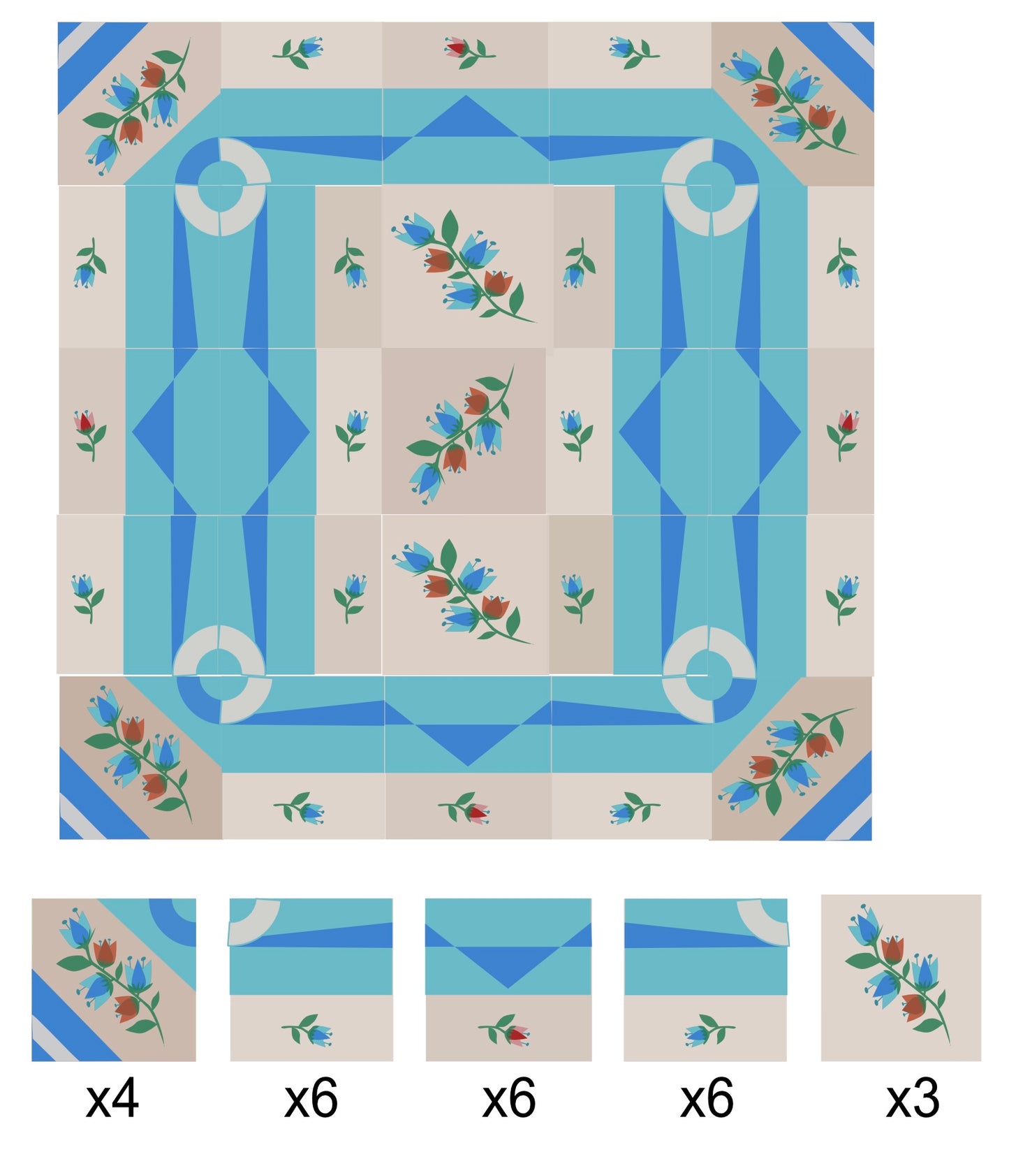 Patchwork - Soft Blue Tale - Block Nr. 1